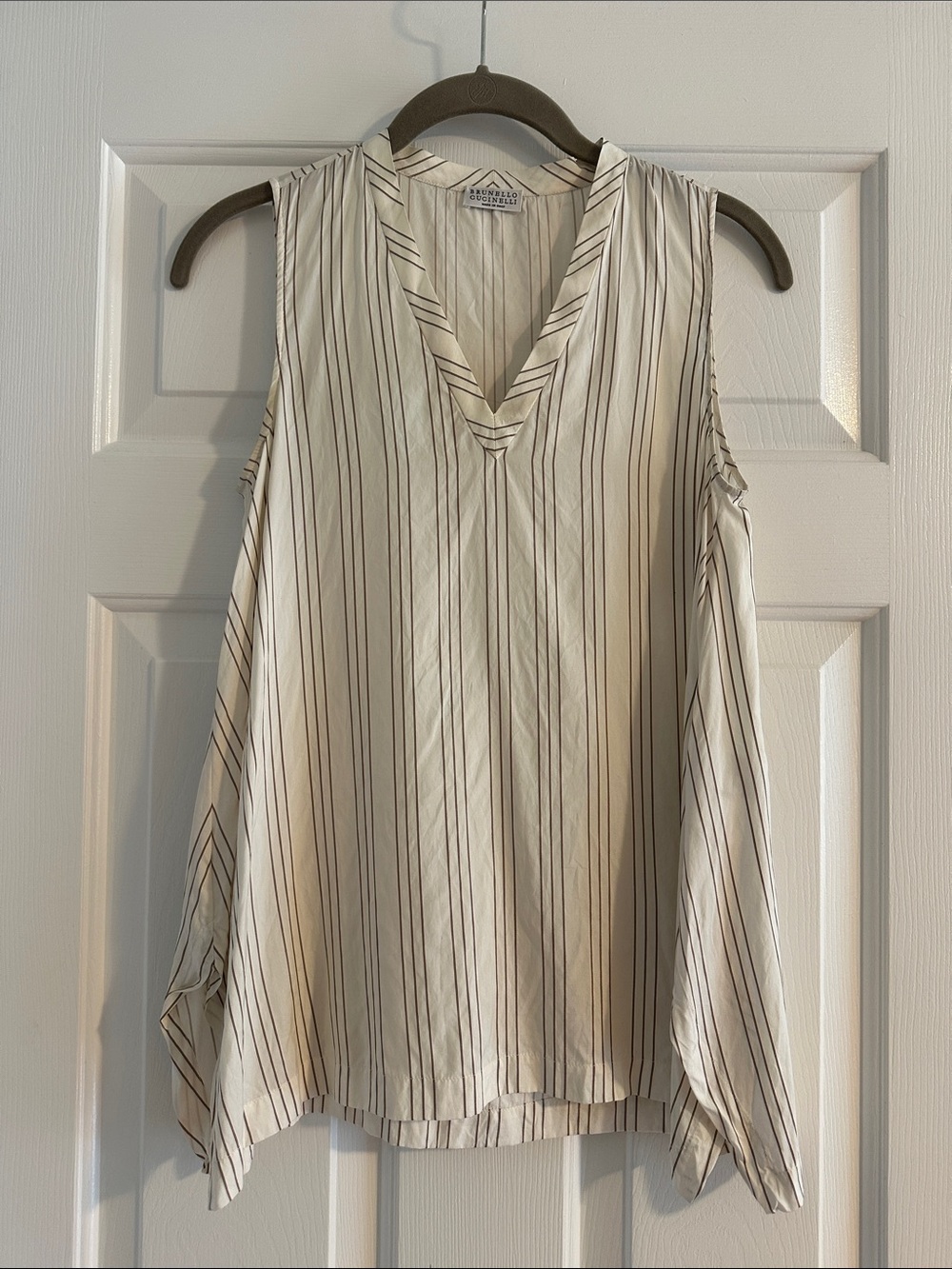 Luxury Brunello Cucinelli 100% Silk Sleeveless Blouse xs Made in Italy
